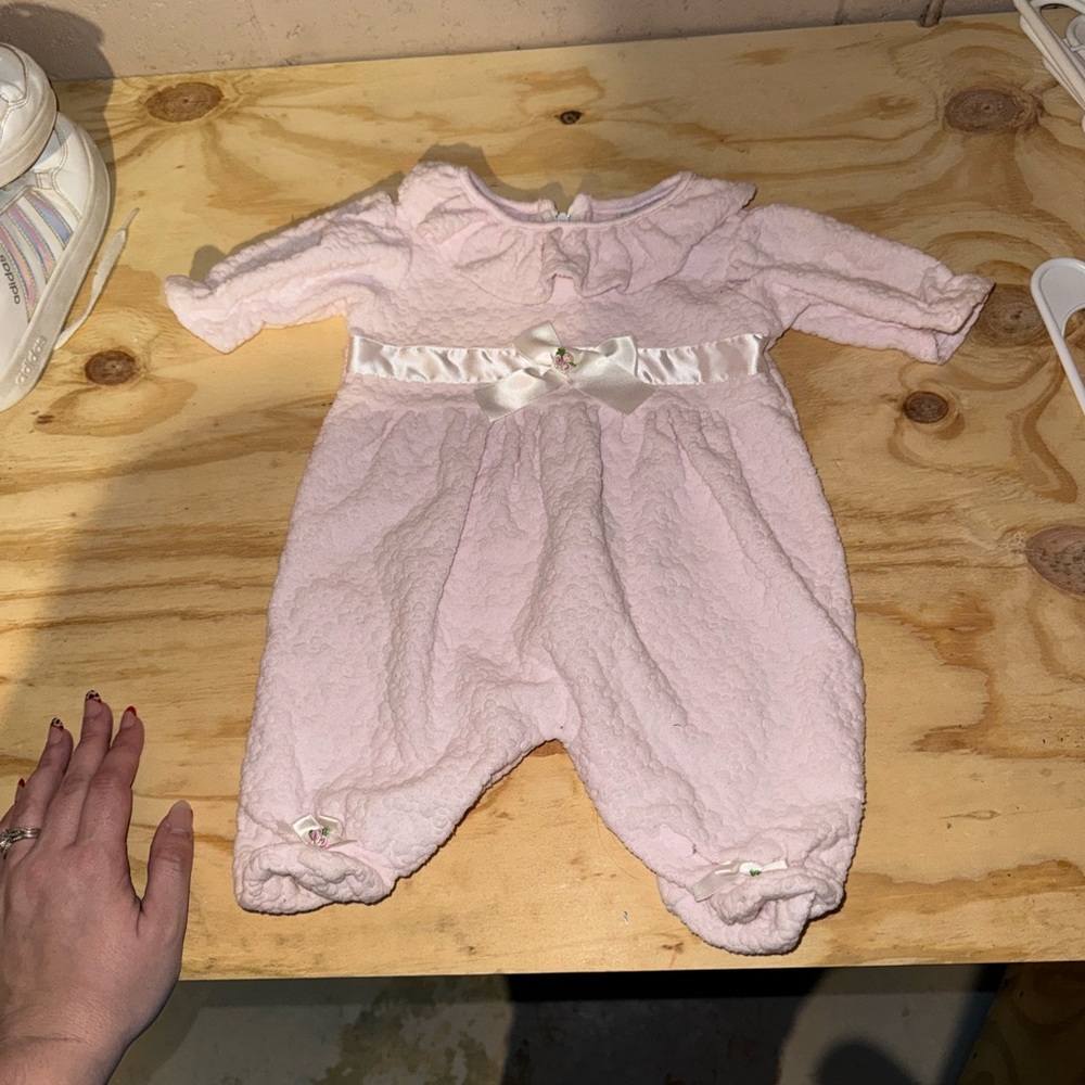 Basic Editions Pink Footies One Piece with Plush Fabric